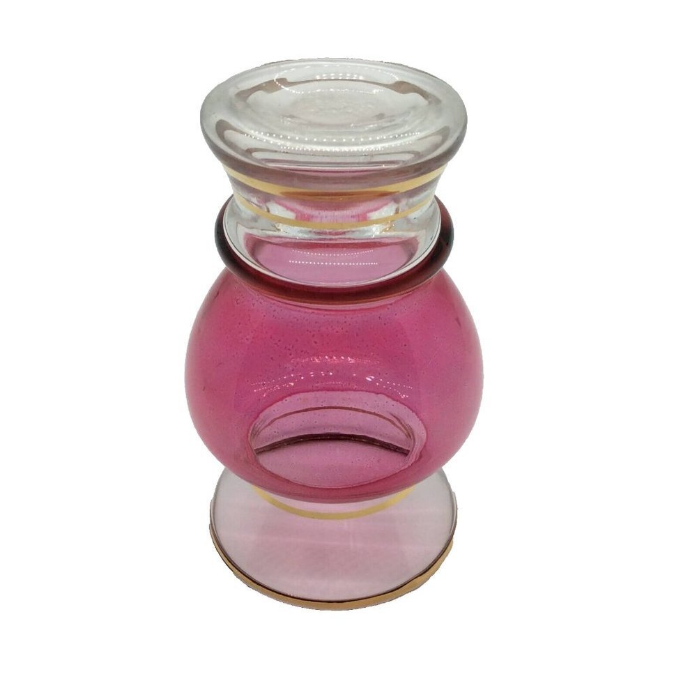 Bartlett-Collins Vintage Cranberry Glass Bud Vase with 4 Gold Rings - Picture 3 of 5